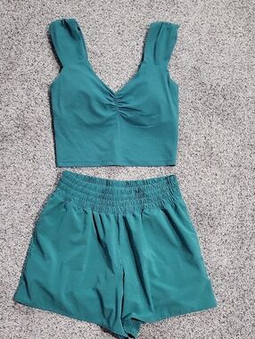 Aerie Teal Activewear Short Set